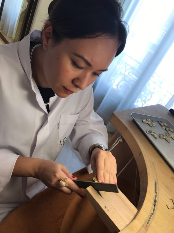 Nicole at work during a recent short but intensive course at Van Clef and Arpels