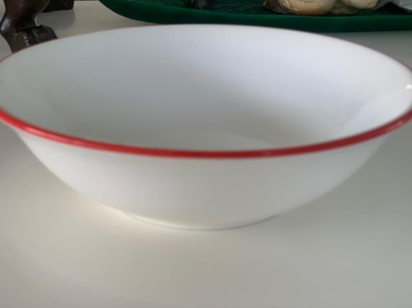 Red Rimmed Happy Serving Bowl - Image 2